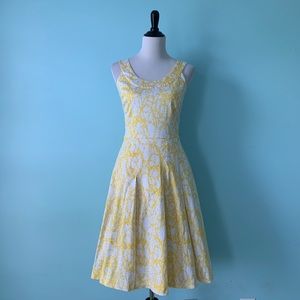 Calvin Klein A-Line Yellow & White Floral Dress